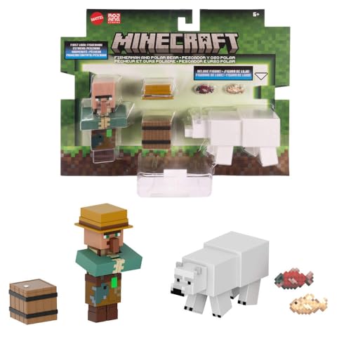 MATTEL MINECRAFT FIGURAS DE ACCIÓN Y ACCESORIOS PAQUETE DE 2 ESCALA DE 325 PULGADAS CON DISEÑO PIXELADO JUEGO DE JUGUETES - 1
