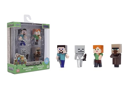 JADA MINECRAFT METALFIGS PAQUETE DE 4 FIGURAS COLECCIONABLES FUNDIDAS A PRESIÓN DE 25 PULGADAS JUEGO DE WAVE 4 CON STEVE - 1