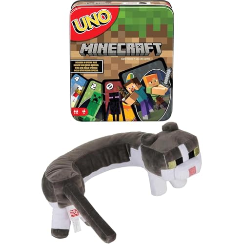 PAQUETE DE MATTEL GAMES UNO MINECRAFT JUEGO DE CARTAS CON GRÁFICOS TEMÁTICOS DE MINECRAFT EN UNA LATA COLECCIONABLE - 1