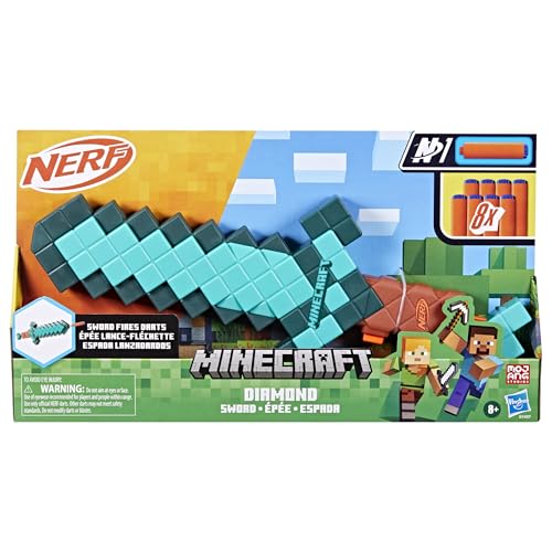 NERF MINECRAFT SWORD DART BLASTER CEBADO DE RETROCESO BORDE DE ESPUMA 8 DARDOS N1 EDADES 8 - 2
