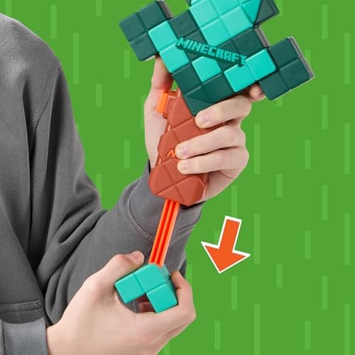 NERF MINECRAFT SWORD DART BLASTER CEBADO DE RETROCESO BORDE DE ESPUMA 8 DARDOS N1 EDADES 8 - 4