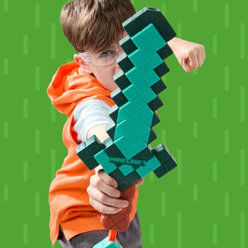 NERF MINECRAFT SWORD DART BLASTER CEBADO DE RETROCESO BORDE DE ESPUMA 8 DARDOS N1 EDADES 8 - 6