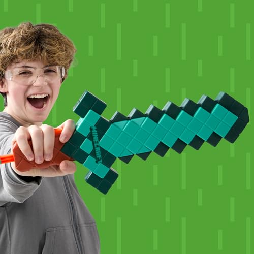 NERF MINECRAFT SWORD DART BLASTER CEBADO DE RETROCESO BORDE DE ESPUMA 8 DARDOS N1 EDADES 8 - 7