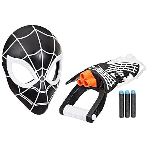 SPIDERMAN MARVEL SYMBIOTE TRISHOT BLASTER Y MÁSCARA GUANTELETE Y MÁSCARA DE JUEGO DE ROL PARA COMPLEMENTOS DE DISFRAZ - 1