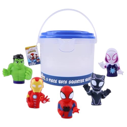 MARVEL SPIDEY Y AMIGOS PLUS AVENGERS SET DE 5 PIEZAS DE JUGUETES DE BAÑO CON REGADERAS JUGUETES DE BAÑO PARA BEBÉS Y NIÑOS - 1