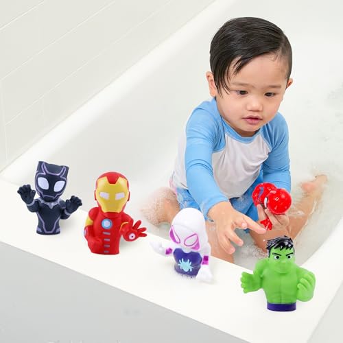 MARVEL SPIDEY Y AMIGOS PLUS AVENGERS SET DE 5 PIEZAS DE JUGUETES DE BAÑO CON REGADERAS JUGUETES DE BAÑO PARA BEBÉS Y NIÑOS - 4