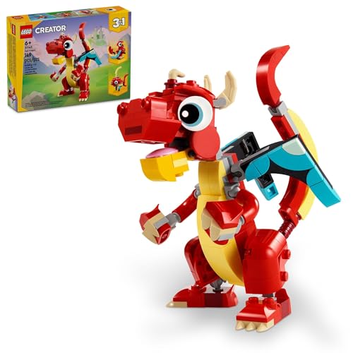 LEGO CREATOR 31145 JUGUETE DE DRAGÓN ROJO 3 EN 1 SE TRANSFORMA DE DRAGÓN A PEZ A FÉNIX IDEA DE REGALO PARA NIÑOS Y NIÑAS - 1