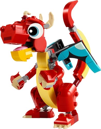 LEGO CREATOR 31145 JUGUETE DE DRAGÓN ROJO 3 EN 1 SE TRANSFORMA DE DRAGÓN A PEZ A FÉNIX IDEA DE REGALO PARA NIÑOS Y NIÑAS - 5