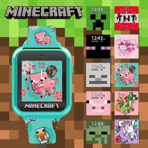MINECRAFT RELOJ INTELIGENTE PARA NIÑOS CON PANTALLA TÁCTIL 10 CARAS DE RELOJ JUEGOS CÁMARA ALARMA TEMPORIZADOR CONTADOR - 5