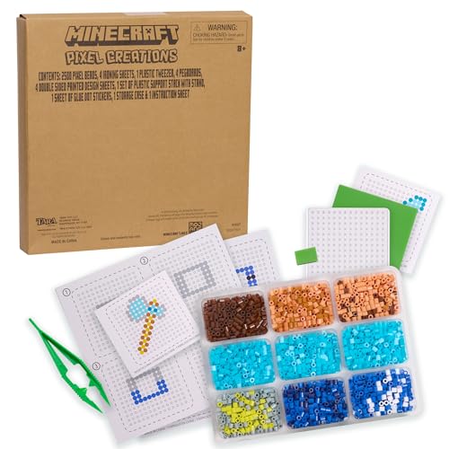 MINECRAFT PIXEL CREATIONS KIT DE CUENTAS DE 2500 CUENTAS CON TABLEROS DE CLAVIJAS Y PLANTILLAS CONSTRUYE PERSONAJES - 3