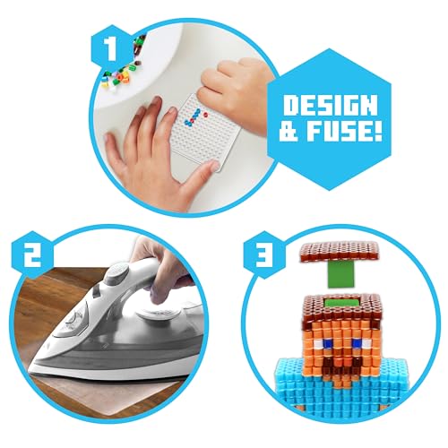 MINECRAFT PIXEL CREATIONS KIT DE CUENTAS DE 2500 CUENTAS CON TABLEROS DE CLAVIJAS Y PLANTILLAS CONSTRUYE PERSONAJES - 4