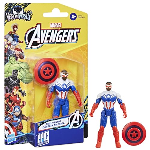 MARVEL AVENGERS VENOMVERSUS EPIC WORLD OF ACTION FIGURA Y ESCUDO DEL CAPITÁN AMÉRICA JUGUETE DE SUPERHÉROE DE 4 PULGADAS 39 - 3