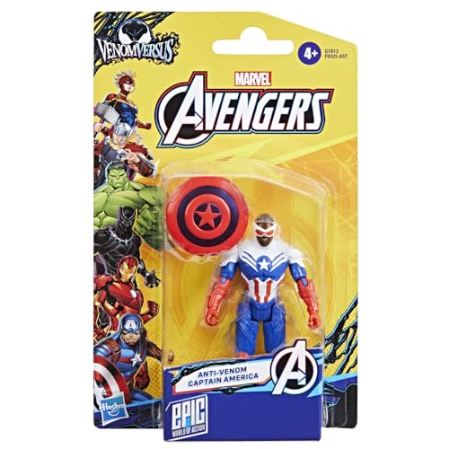 MARVEL AVENGERS VENOMVERSUS EPIC WORLD OF ACTION FIGURA Y ESCUDO DEL CAPITÁN AMÉRICA JUGUETE DE SUPERHÉROE DE 4 PULGADAS 39 - 5