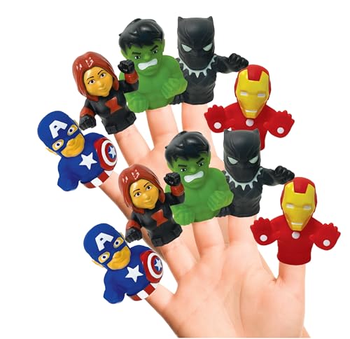 MARVEL AVENGERS 10 PIECE FINGER PUPPET SET EDUCATIONAL PLAY PARTY FAVORS BATH AND POOL TOYS BEACH FUN PLAYTIME ACTIVITIES - 1
