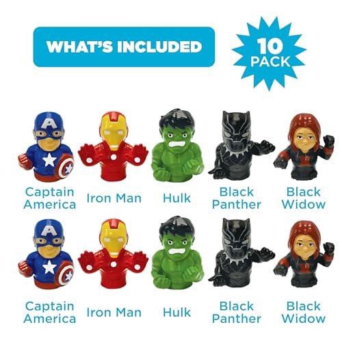 MARVEL AVENGERS 10 PIECE FINGER PUPPET SET EDUCATIONAL PLAY PARTY FAVORS BATH AND POOL TOYS BEACH FUN PLAYTIME ACTIVITIES - 2