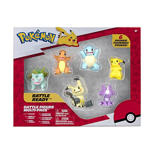 POKÉMON FIGURA DE BATALLA 6 PACK INCLUYE PIKACHU DE 2 PULGADAS SQUIRTLE CHARMANDER BULBASAUR MIMIKYU Y TOXEL DETALLES - 1