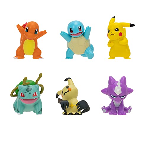 POKÉMON FIGURA DE BATALLA 6 PACK INCLUYE PIKACHU DE 2 PULGADAS SQUIRTLE CHARMANDER BULBASAUR MIMIKYU Y TOXEL DETALLES - 2