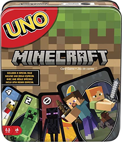 MATTEL GAMES JUEGO DE CARTAS UNO REGALOS PARA NIÑOS Y NOCHES FAMILIARES TEMÁTICA DE VIDEOJUEGOS DE MINECRAFT JUEGOS DE VIAJE - 1