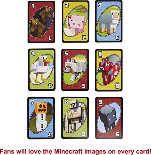 MATTEL GAMES JUEGO DE CARTAS UNO REGALOS PARA NIÑOS Y NOCHES FAMILIARES TEMÁTICA DE VIDEOJUEGOS DE MINECRAFT JUEGOS DE VIAJE - 3
