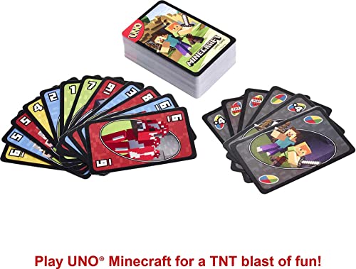 MATTEL GAMES JUEGO DE CARTAS UNO REGALOS PARA NIÑOS Y NOCHES FAMILIARES TEMÁTICA DE VIDEOJUEGOS DE MINECRAFT JUEGOS DE VIAJE - 4