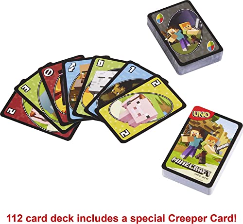 MATTEL GAMES JUEGO DE CARTAS UNO REGALOS PARA NIÑOS Y NOCHES FAMILIARES TEMÁTICA DE VIDEOJUEGOS DE MINECRAFT JUEGOS DE VIAJE - 5
