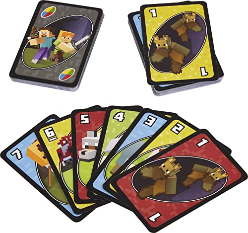 MATTEL GAMES JUEGO DE CARTAS UNO REGALOS PARA NIÑOS Y NOCHES FAMILIARES TEMÁTICA DE VIDEOJUEGOS DE MINECRAFT JUEGOS DE VIAJE - 6