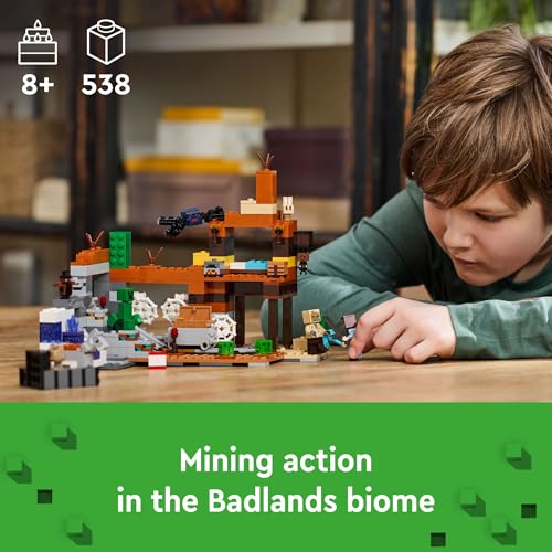 LEGO MINECRAFT THE BADLANDS MINESHAFT JUGUETE DE VIDEOJUEGO SET DE EXPLORACIÓN MINERA CON MINIFIGURAS DE MINECRAFT REGALO - 2