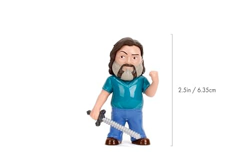 JADA METALFIGS PAQUETE DE 4 FIGURAS FUNDIDAS A PRESIÓN DE PELÍCULAS DE MINECRAFT STEVE WOLF CREEPER MALGOHSA JUEGO - 3