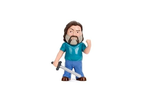 JADA METALFIGS PAQUETE DE 4 FIGURAS FUNDIDAS A PRESIÓN DE PELÍCULAS DE MINECRAFT STEVE WOLF CREEPER MALGOHSA JUEGO - 5