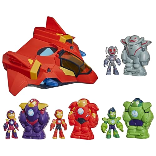 DISNEY JR SERIES MARVELS IRON MAN AND HIS AWESOME FRIENDS ULTIMATE GIANTSIZED ARMOR IRON JET TOY SET 3INCH ACTION FIGURES - 1