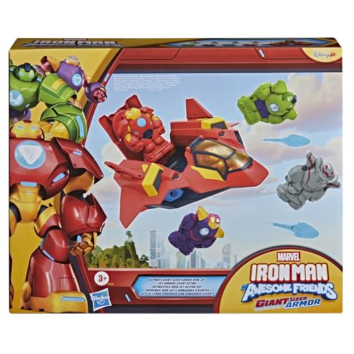 DISNEY JR SERIES MARVELS IRON MAN AND HIS AWESOME FRIENDS ULTIMATE GIANTSIZED ARMOR IRON JET TOY SET 3INCH ACTION FIGURES - 2