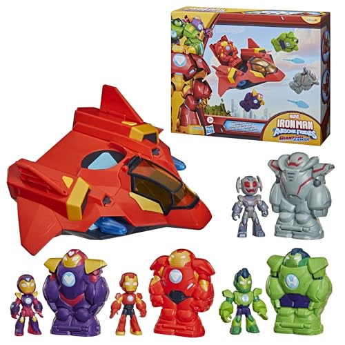 DISNEY JR SERIES MARVELS IRON MAN AND HIS AWESOME FRIENDS ULTIMATE GIANTSIZED ARMOR IRON JET TOY SET 3INCH ACTION FIGURES - 3