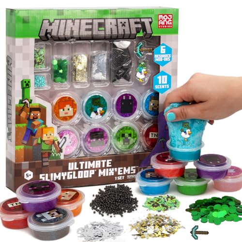 MINECRAFT ULTIMATE SLIMYGLOOP MIXEMS KIT DE LIMO 10 LIMOS PERFUMADOS CON MEZCLAS NUBE Y SLIME CON PURPURINA DIJES JUEGO - 1