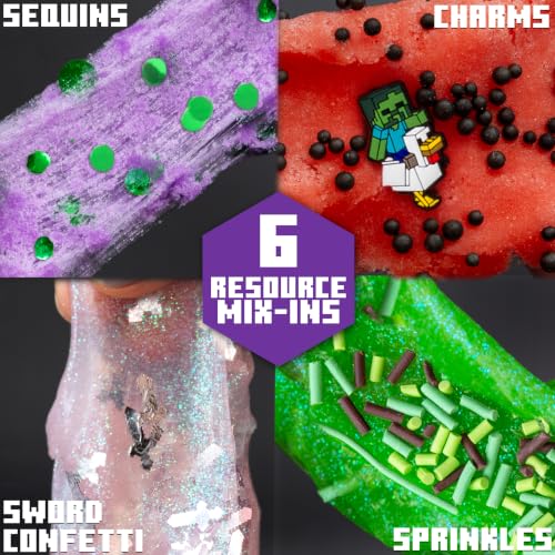 MINECRAFT ULTIMATE SLIMYGLOOP MIXEMS KIT DE LIMO 10 LIMOS PERFUMADOS CON MEZCLAS NUBE Y SLIME CON PURPURINA DIJES JUEGO - 4