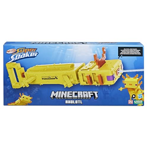NERF SUPER SOAKER MINECRAFT AXOLOTL WATER BLASTER MINECRAFT AXOLOTL MOB DESIGN JUGUETE DE AGUA AL AIRE LIBRE JUEGOS AL AIRE - 2