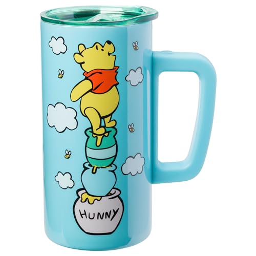SILVER BUFFALO DISNEY WINNIE THE POOH HUNNY TAZA DE VIAJE DE ACERO INOXIDABLE DE DOBLE PARED CON ASA 15 ONZAS - 1