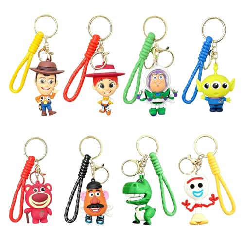 LLAVERO DE DIBUJOS ANIMADOS PARA TOY THEME STORY 8 UNIDADES LINDOS LLAVEROS ACCESORIOS LLAVERO PULSERA DIJES PARA COCHE - 1