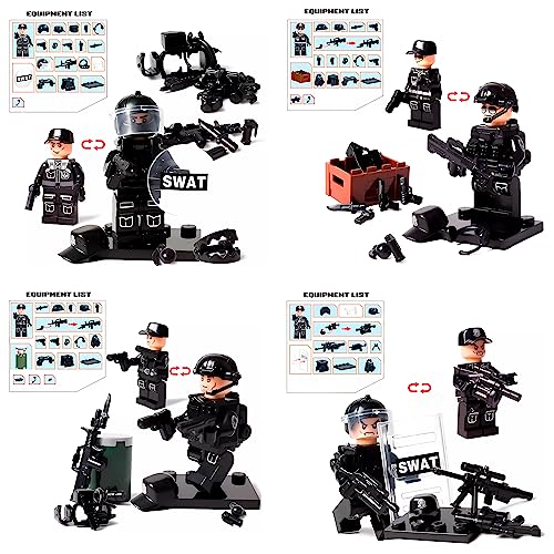 TOYSVILL SWAT JUEGO DE BLOQUES DE CONSTRUCCIÓN MILITARES DE POLICÍA MINIFIGURAS DE SOLDADOS 8 PIEZAS HELICÓPTERO DE POLICÍA - 2