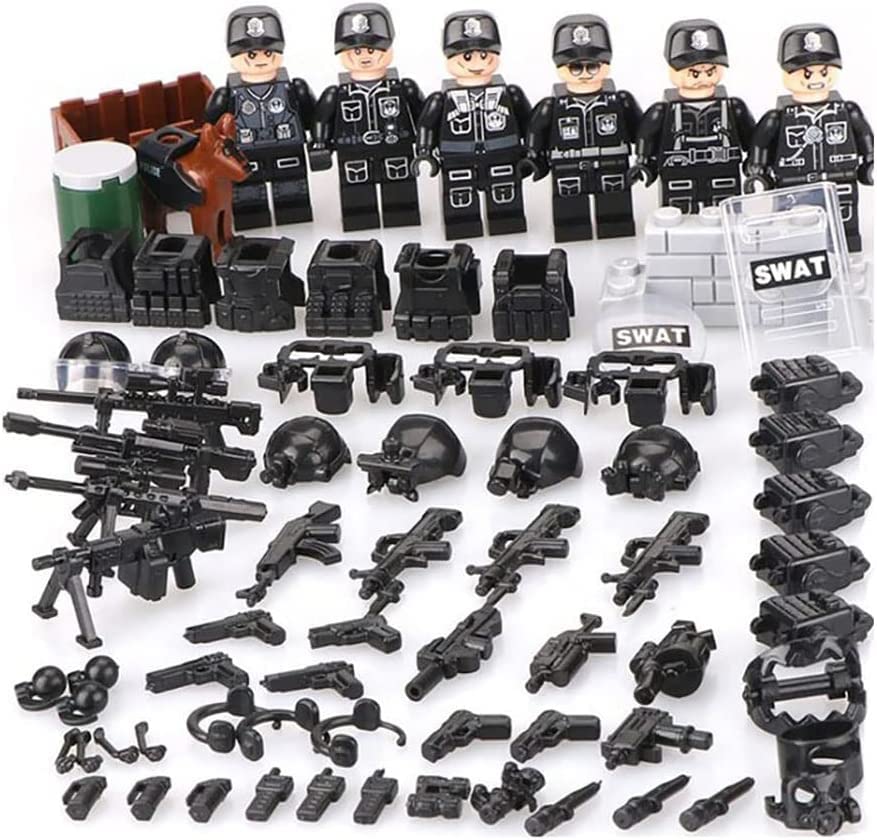 TOYSVILL SWAT JUEGO DE BLOQUES DE CONSTRUCCIÓN MILITARES DE POLICÍA MINIFIGURAS DE SOLDADOS 8 PIEZAS HELICÓPTERO DE POLICÍA - 3