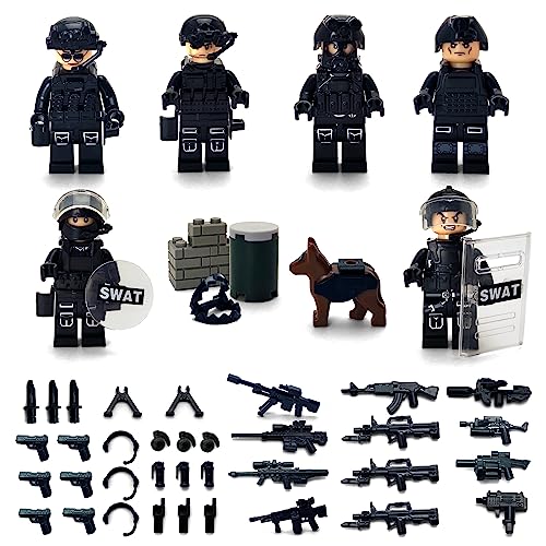 TOYSVILL SWAT JUEGO DE BLOQUES DE CONSTRUCCIÓN MILITARES DE POLICÍA MINIFIGURAS DE SOLDADOS 8 PIEZAS HELICÓPTERO DE POLICÍA - 4