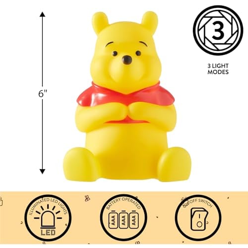 DISNEY WINNIE THE POOH SQUISHY MOOD NIGHT LIGHT 6 LED LÁMPARA DE ESTADO DE ÁNIMO SUAVE PARA DECORACIÓN DORMITORIOS DE NIÑOS - 2