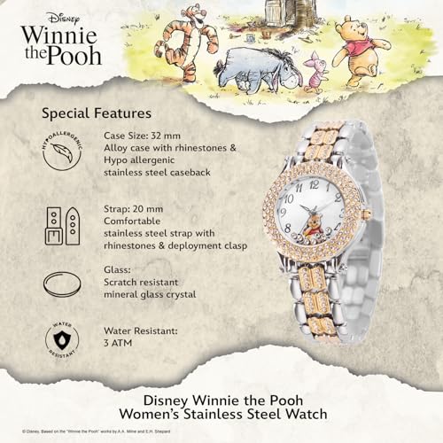 DISNEY RELOJ DE PULSERA DE PIEDRAS FLOTANTES DE CUARZO ANÁLOGO REDONDO PARA ADULTOS CZ - 4