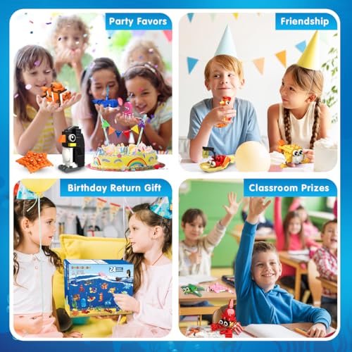 HOGOKIDS PAQUETE DE 24 RECUERDOS DE FIESTA PARA NIÑOS 629 PIEZAS DE MINI ANIMALES MARINOS BLOQUES DE JUGUETE PARA PASCUA DÍA - 6