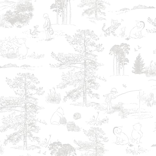 ROOMMATES DISNEY WINNIE THE POOH RMK12623RL PAPEL TAPIZ PARA DESPEGAR Y PEGAR COLOR GRIS - 1