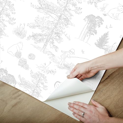 ROOMMATES DISNEY WINNIE THE POOH RMK12623RL PAPEL TAPIZ PARA DESPEGAR Y PEGAR COLOR GRIS - 5