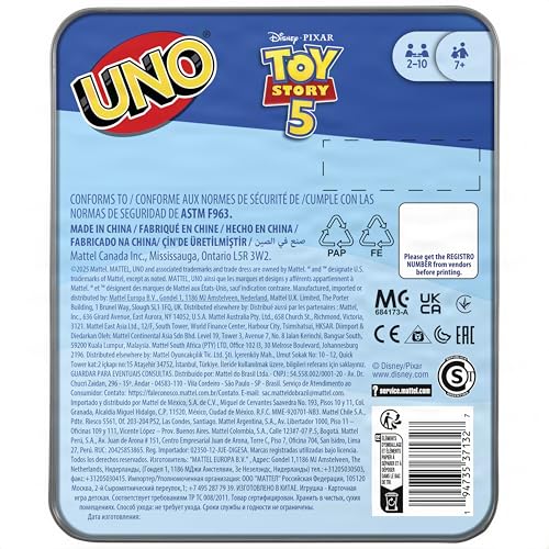 MATTEL GAMES UNO DISNEY Y PIXAR TOY STORY JUEGO DE 5 CARTAS CON BARAJA INSPIRADA EN PELÍCULAS PARA NIÑOS Y NOCHES FAMILIARES - 5