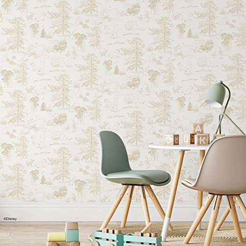 PAPEL TAPIZ DE DISNEY WINNIE THE POOH TOILE BEIGE PARA DESPEGAR Y PEGAR DE ROOMMATES RMK12622RL - 2