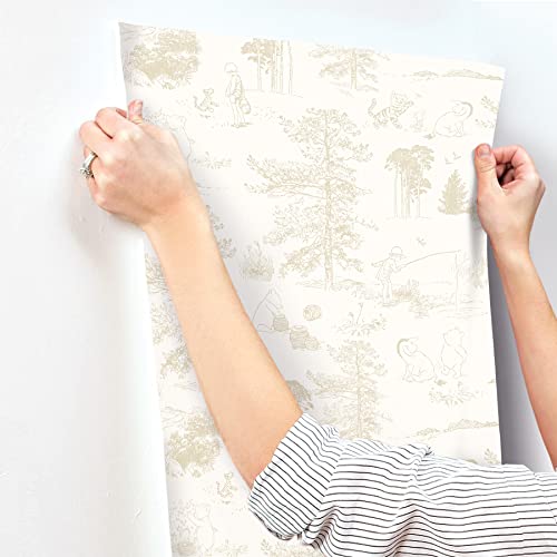 PAPEL TAPIZ DE DISNEY WINNIE THE POOH TOILE BEIGE PARA DESPEGAR Y PEGAR DE ROOMMATES RMK12622RL - 5