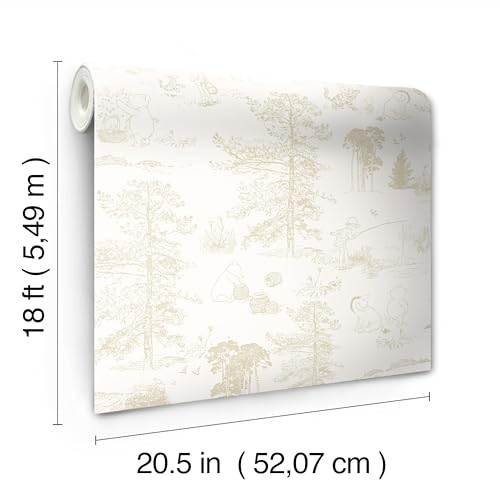 PAPEL TAPIZ DE DISNEY WINNIE THE POOH TOILE BEIGE PARA DESPEGAR Y PEGAR DE ROOMMATES RMK12622RL - 6