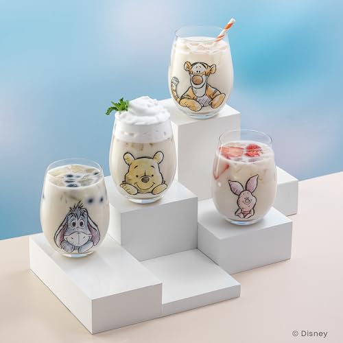 JOYJOLT DISNEY WINNIE THE POOH EXPLORANDO VASOS CLÁSICOS SIN TALLO DE VIDRIO 560ML DE VASOS DE VIDRIO FT POOH BEAR TIGGER - 4